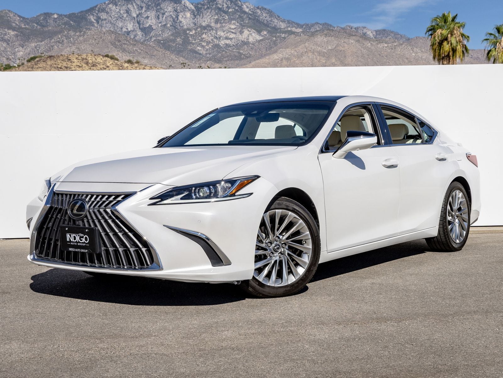2022 Lexus ES 350 Luxury in White Pearl — front three-quarter view