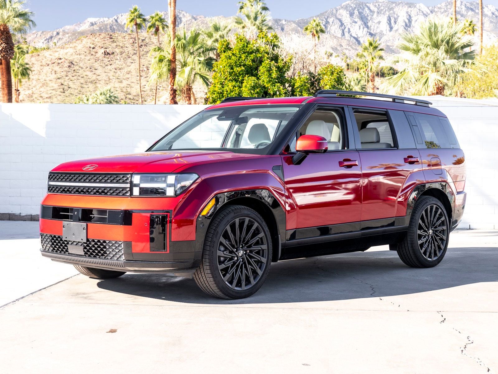 2025 Hyundai SANTA FE Calligraphy in Ultimate Red — front three-quarter view